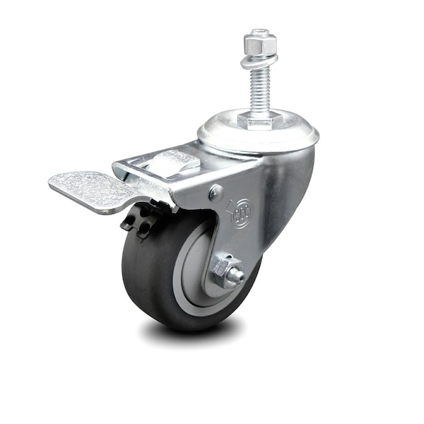 3 Inch Thermoplastic Rubber Swivel 10mm Stem Caster with Total Lock Brake